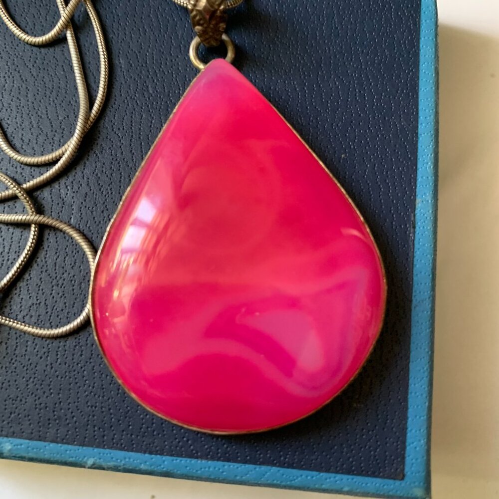 Large Pink Agate 925 Solid Sterling Silver Gemsto… - image 4